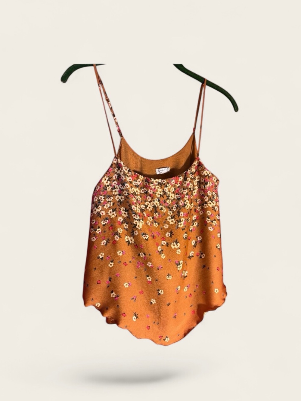 Free People Intimately Free Let Me Love Brown Floral Tank Top Sz XS